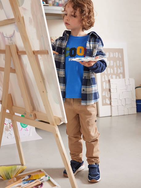 Camisa dos tejidos efecto 2 en 1 niño azul marino 