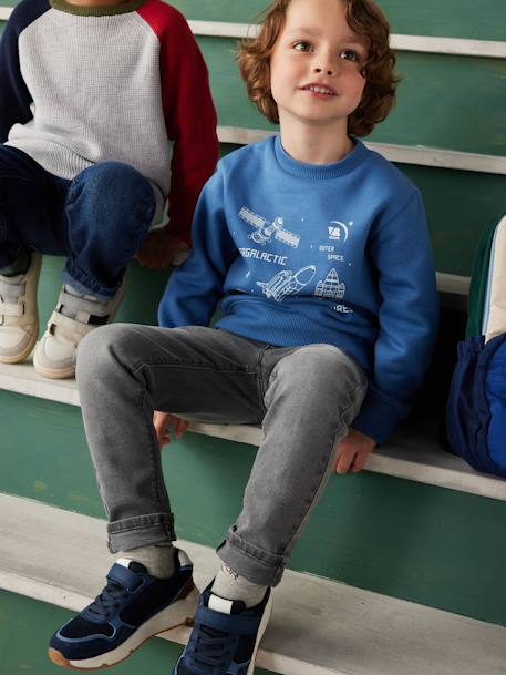 Sudadera Basics con motivo gráfico para niño azul medio+blanco jaspeado+verde sauce 