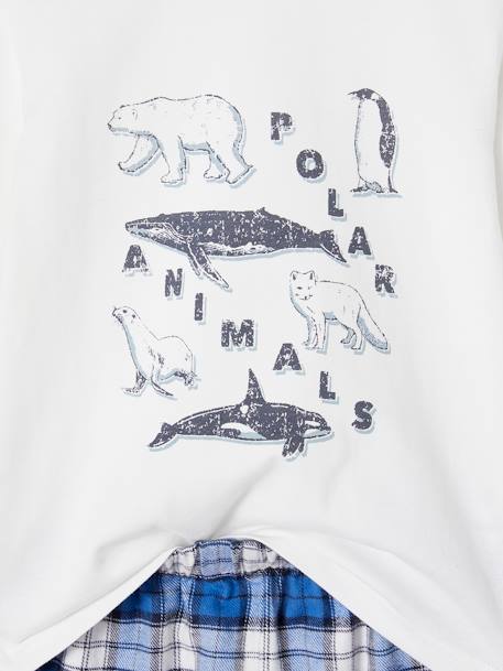 Pijama animales polares de franela a cuadros para niño azul 