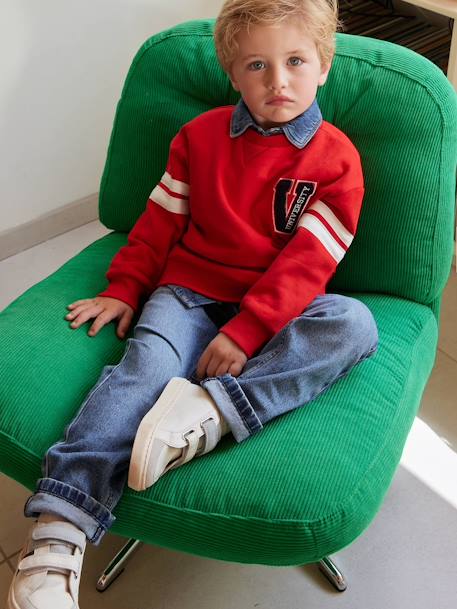 Sudadera cuello redondo estilo universitario para niño rojo 