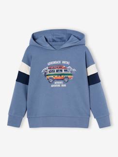 Niño-Jerséis, chaquetas de punto, sudaderas-Sudadera con capucha motivo gráfico y con mangas colorblock para niño