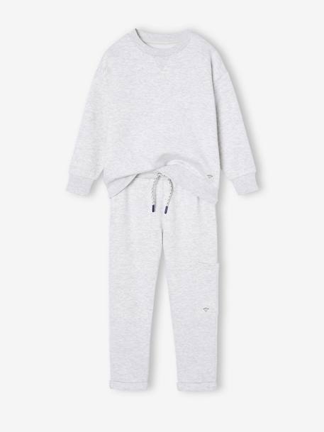 Conjunto deportivo niño sudadera + pantalón blanco jaspeado 