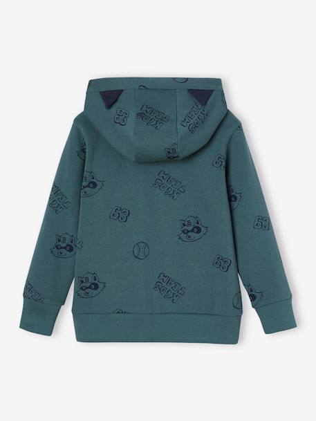 Sudadera deportiva con cremallera y capucha con orejas niño verde agua 