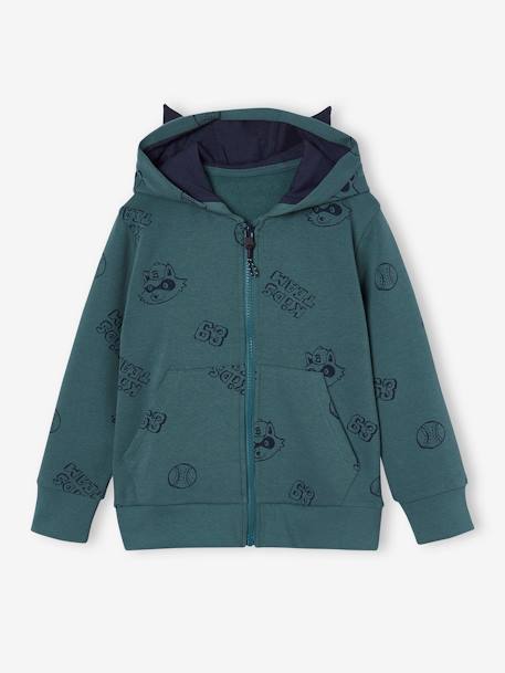 Sudadera deportiva con cremallera y capucha con orejas niño verde agua 