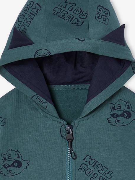 Sudadera deportiva con cremallera y capucha con orejas niño verde agua 