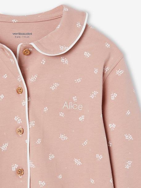 Pijama estampado con cuello Peter Pan personalizable para niña rosa rosa pálido 