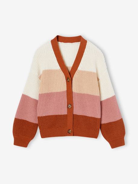 Chaqueta de canalé perlado para niña malva+pistacho+rayas rosa+rosa viejo+violeta claro 