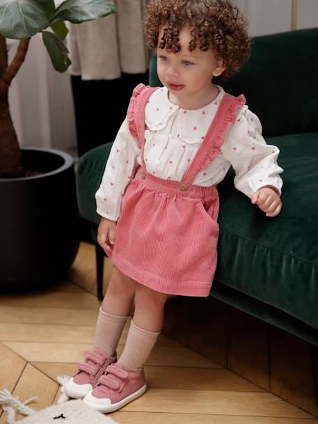 Blusa con corazones de gasa de algodón para bebé niña crudo 