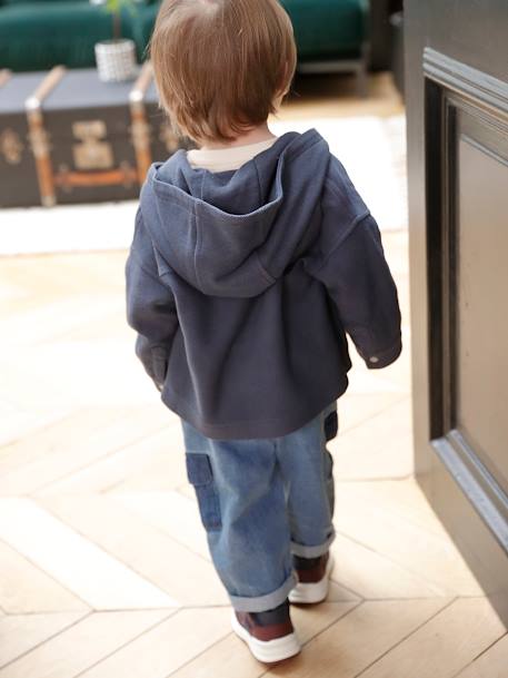 Camisa con capucha y automáticos delante bebé azul pizarra 