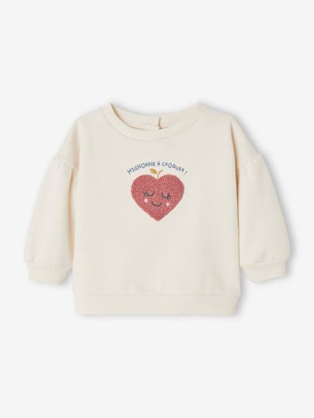 Sudadera corazón de rizo para bebé crudo 