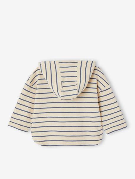 Camiseta con capucha a rayas para bebé niño beige arena 