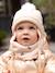 Conjunto para bebé niña de gorro + snood + manoplas beige maquillaje 