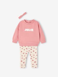Preparar la llegada del bebé - Homewear Futura mamá-Conjunto sudadera + leggings + cinta para el pelo personalizable para bebé niña