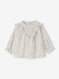 -Blusa de flores con smocks y volantes para bebé