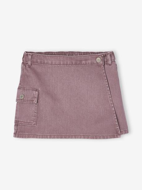 Falda-short con bolsillo cargo para niña malva 