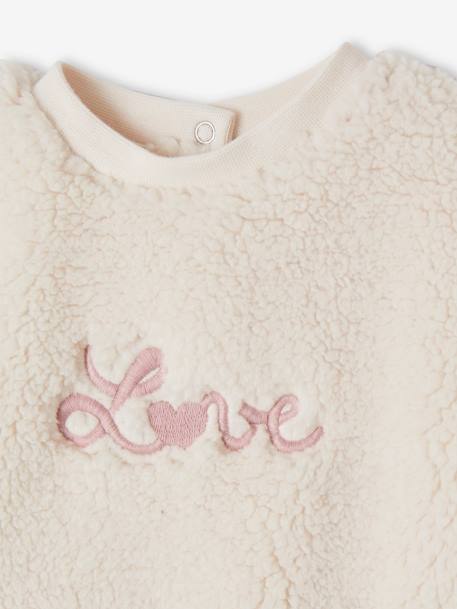 Sudadera bordada 'love' de sherpa para bebé crudo 