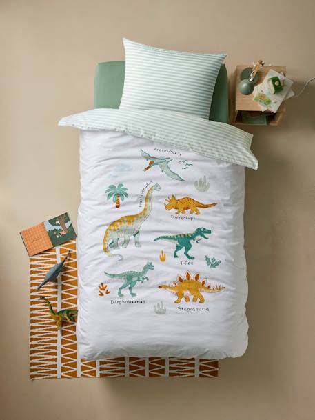 Conjunto de cama infantil Magicouette DINOSAURIOS blanco estampado 