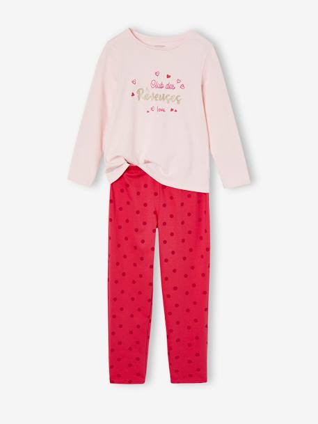 Pijama niña Basics motivo 'Club des rêveuses' con purpurina rosa frambuesa 