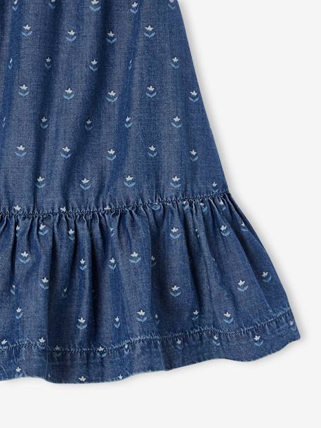 Falda semilarga con volante de denim ligero para niña azul medio 