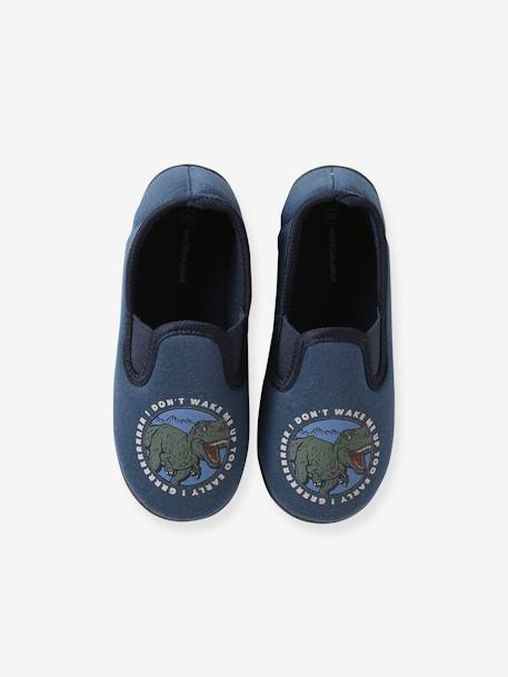 Zapatillas infantiles elásticas de lona azul estampado+azul oscuro+gris jaspeado 
