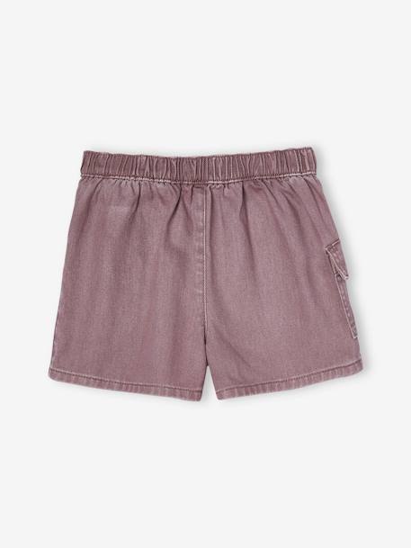 Falda-short con bolsillo cargo para niña malva 