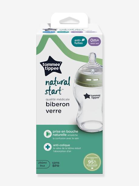 Biberón de cristal anticólico Natural Start 250ml TOMMEE TIPPEE transparente 