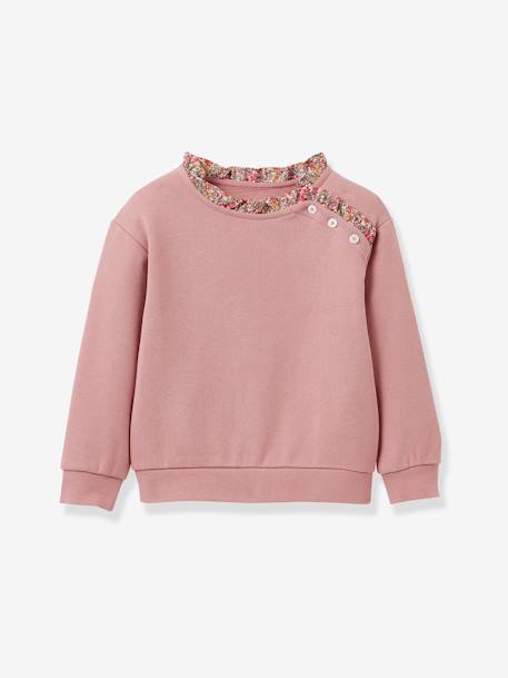 Sudadera para niña con tejido Liberty - algodón orgánico CYRILLUS rosa 