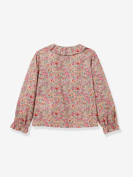 Camisa con cuello plisado niña de tejido Liberty® CYRILLUS rosa 