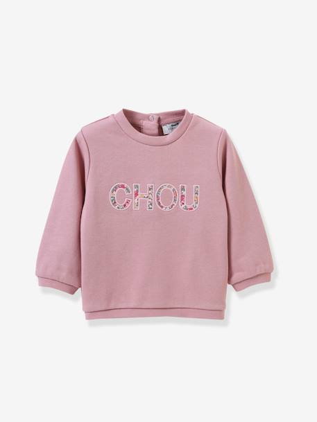 Sudadera con letras de tejido Liberty® bebé CYRILLUS rosa 