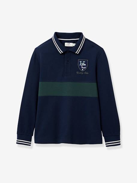 Polo rugby niño colorblock de algodón orgánico CYRILLUS azul marino 