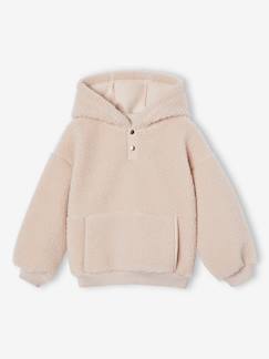 Niña-Jerséis, chaquetas de punto, sudaderas-Sudadera con capucha de sherpa, para niña