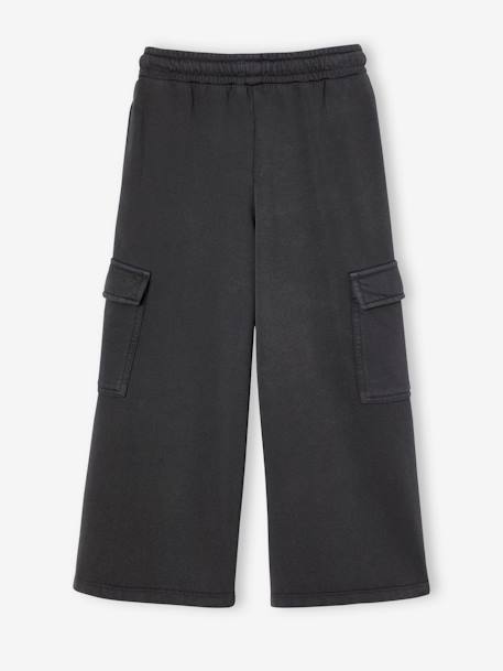 Pantalón de chándal ancho para niña gris oscuro+rosa maquillaje 