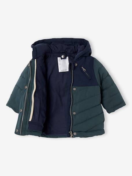 Parka 3 en 1 para bebé niño con chaqueta de punto desmontable AZUL OSCURO LISO+verde pino 