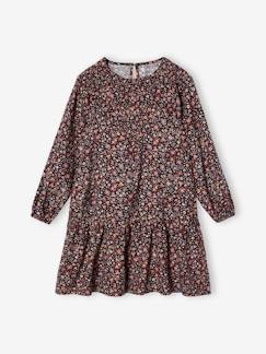 Vestidos-Vestido con volante y estampado de flores para niña