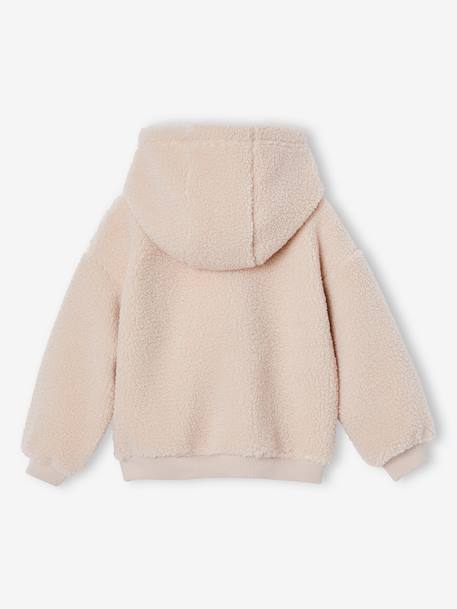 Sudadera con capucha de sherpa, para niña crudo+malva 