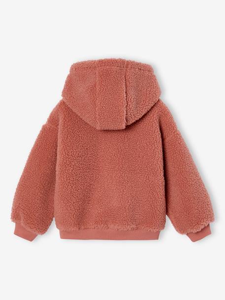 Sudadera con capucha de sherpa, para niña crudo+malva 