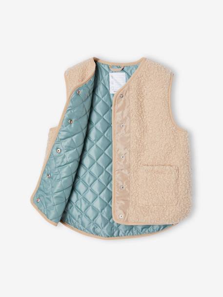 Chaleco de sherpa para niña beige 