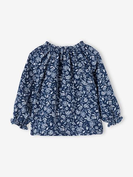 Blusa con flores de gasa de algodón para bebé niña azul jeans 