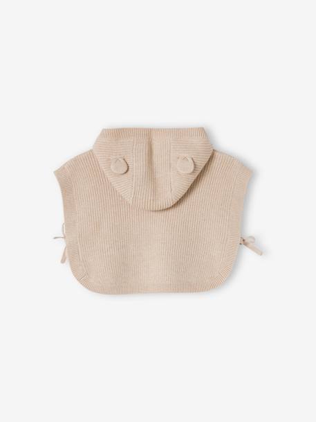 Capa/jersey de punto tricot con capucha fantasía con orejitas para bebé beige jaspeado 