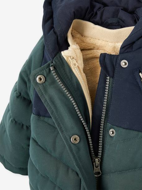 Parka 3 en 1 para bebé niño con chaqueta de punto desmontable AZUL OSCURO LISO+verde pino 