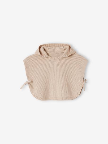 Capa/jersey de punto tricot con capucha fantasía con orejitas para bebé beige jaspeado 