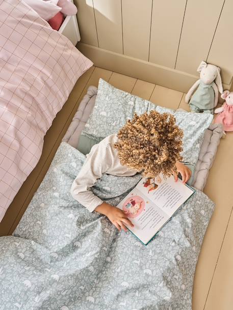 Colchoneta siesta escuela infantil MINILI EN LOS BOSQUES personalizable verde sauce 