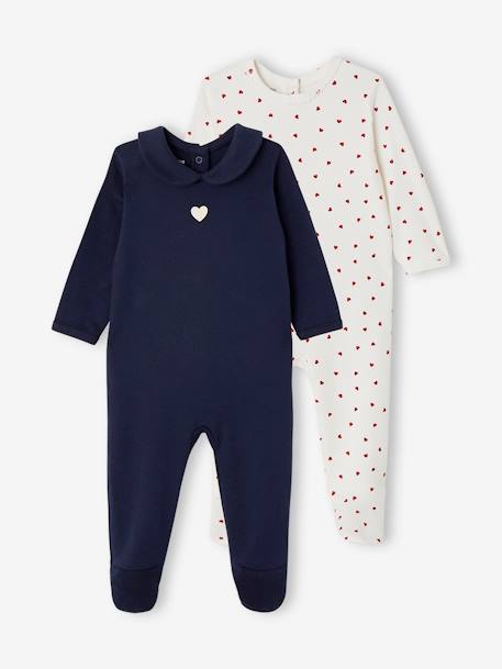Bebé-Pack de 2 pijamas "corazones" para bebé recién nacido