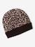 Conjunto gorro + snood + guantes leopardo para niña marrón estampado 