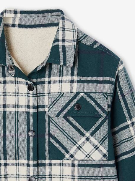 Camisa a cuadros con forro sherpa para niño cuadros verde 