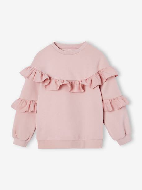 Sudadera con volantes para niña malva 