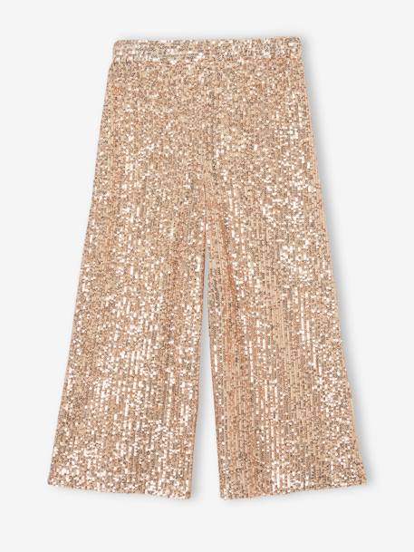 Pantalón ancho con lentejuelas de Navidad para niña dorado 