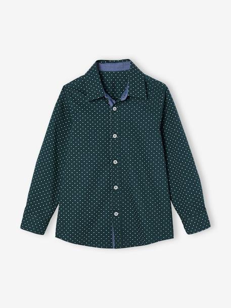 Camisa niño estampada de lunares AZUL CLARO ESTAMPADO+MARRON OSCURO ESTAMPADO+verde pino 