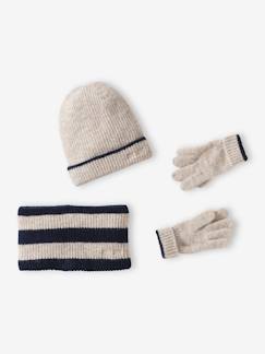 Niño-Accesorios-Conjunto gorro + snood + guantes "cool kids" para niño