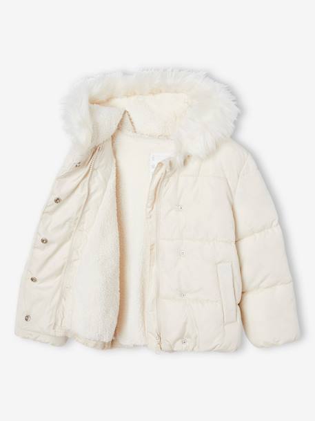 Chaqueta acolchada con motivos mágicos y forro sherpa para niña vainilla 